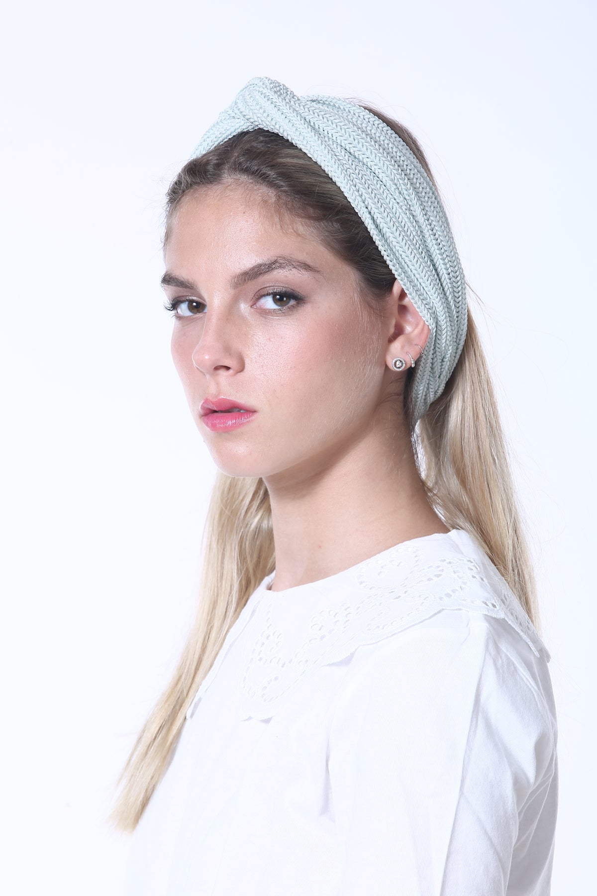 Knitted Turban Head Covering – Mint