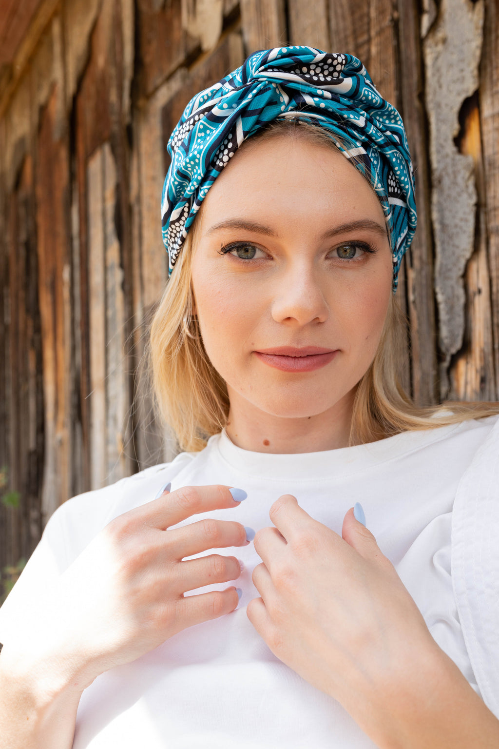 Thin Turban Head Covering –Satin Turquoise