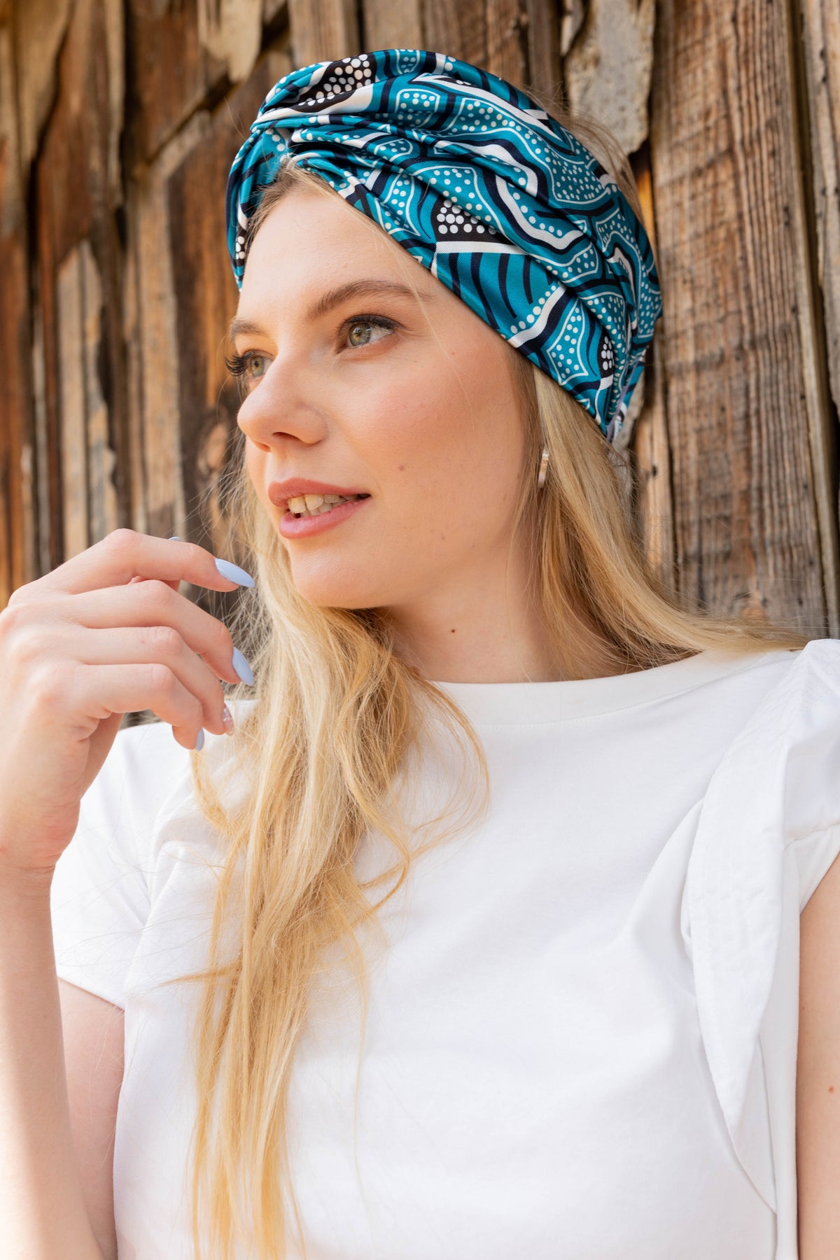 Thin Turban Head Covering –Satin Turquoise