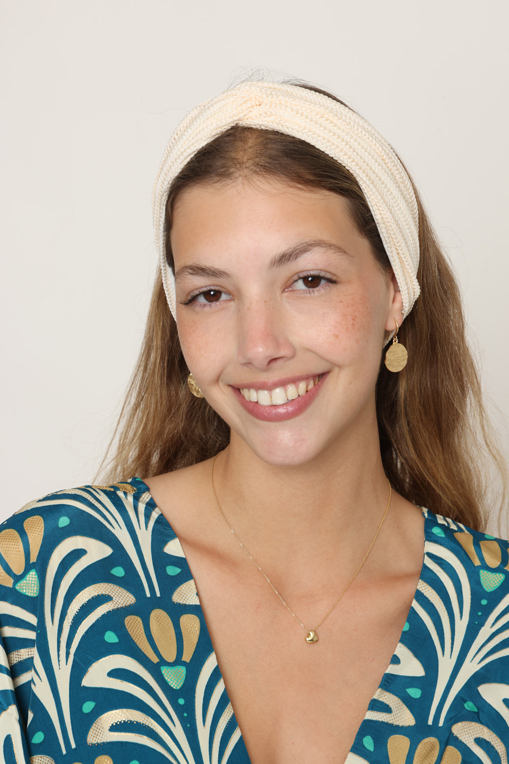 Knitted Turban Head Covering –  off white