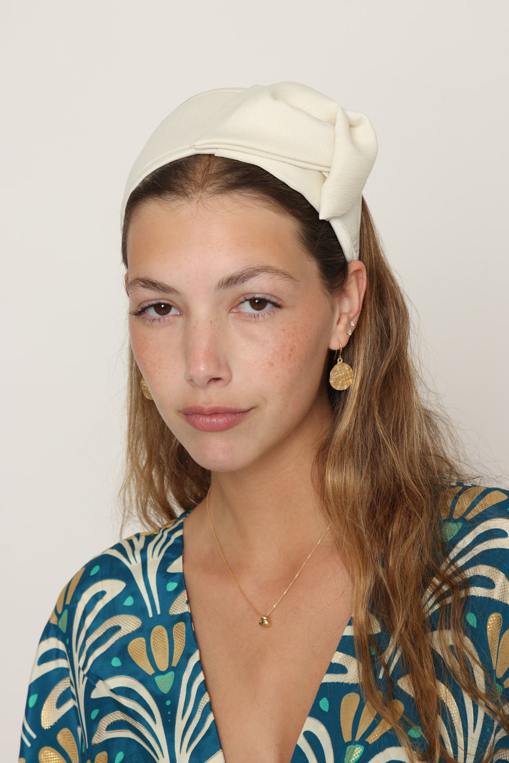 Off White Satin Bow Headband