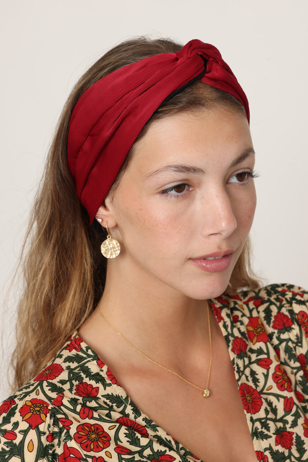 Thin Turban Head Covering – red satin