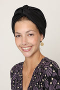 Partial & Full Coverage Satin Turban Head Covering – Black