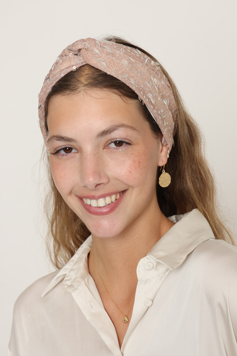 Thin Turban Head Covering – sequins pink