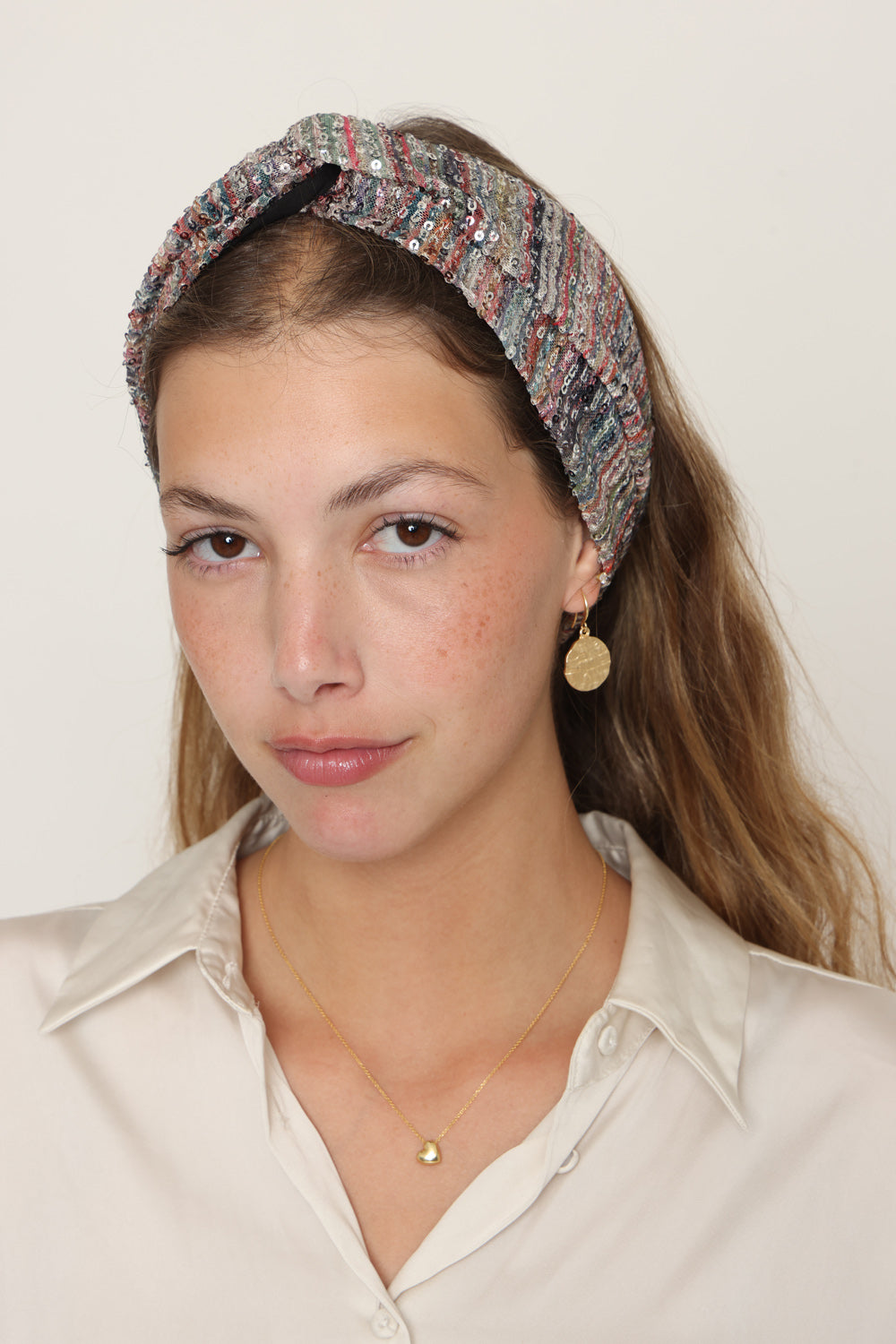 Thin Turban Head Covering – sequins multi colored