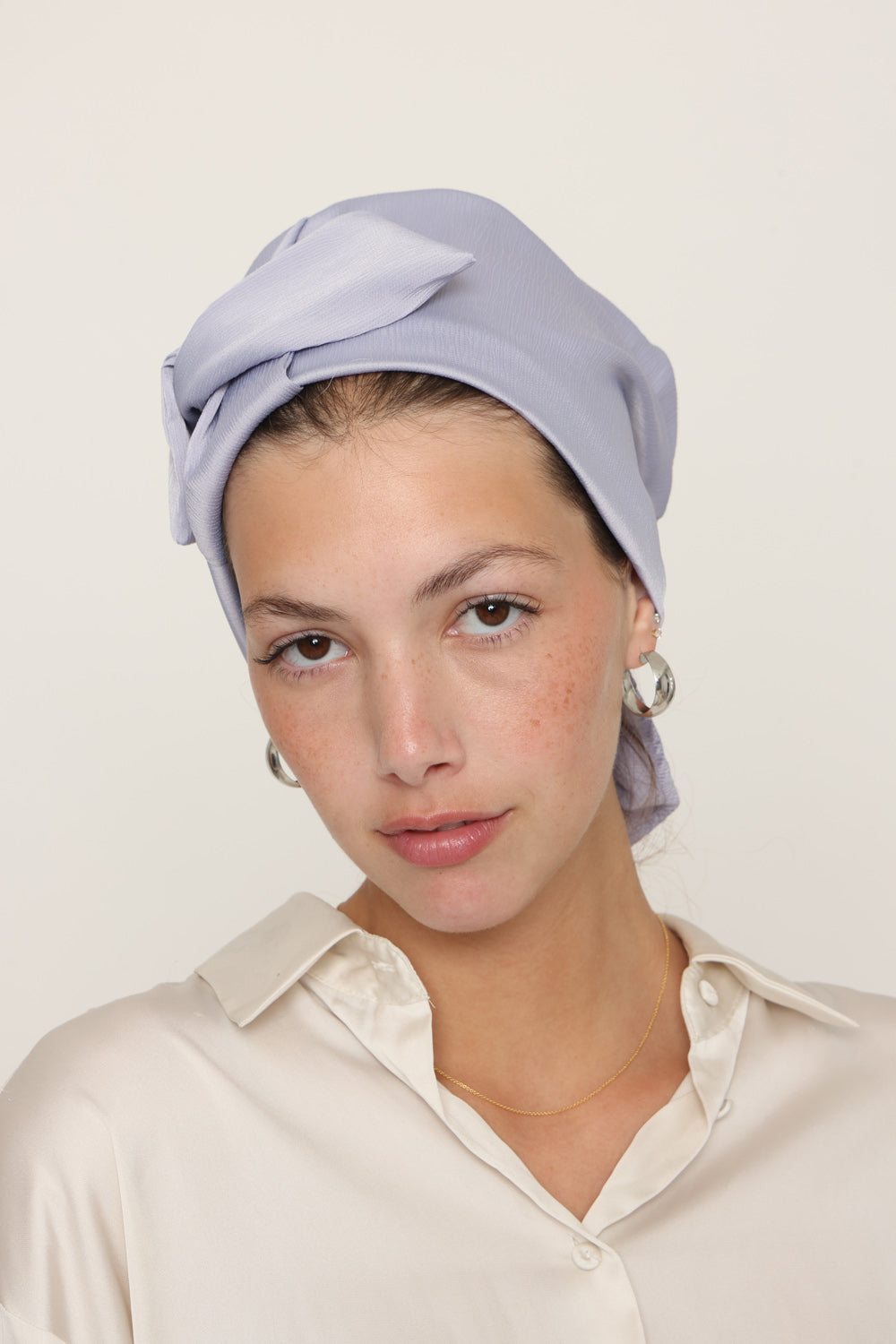 Lilac Satin Bow Scarf- Full or Partial Coverage