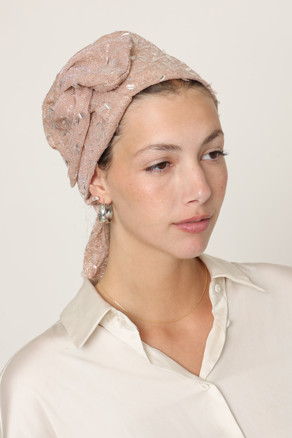 Pink Sequin Bow Scarf- Full or Partial Coverage