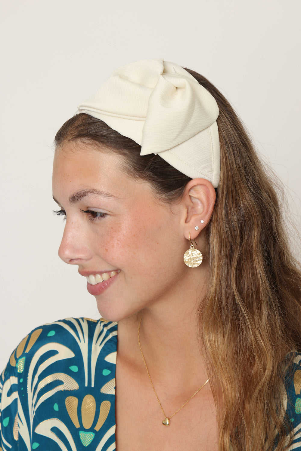 Off White Satin Bow Headband