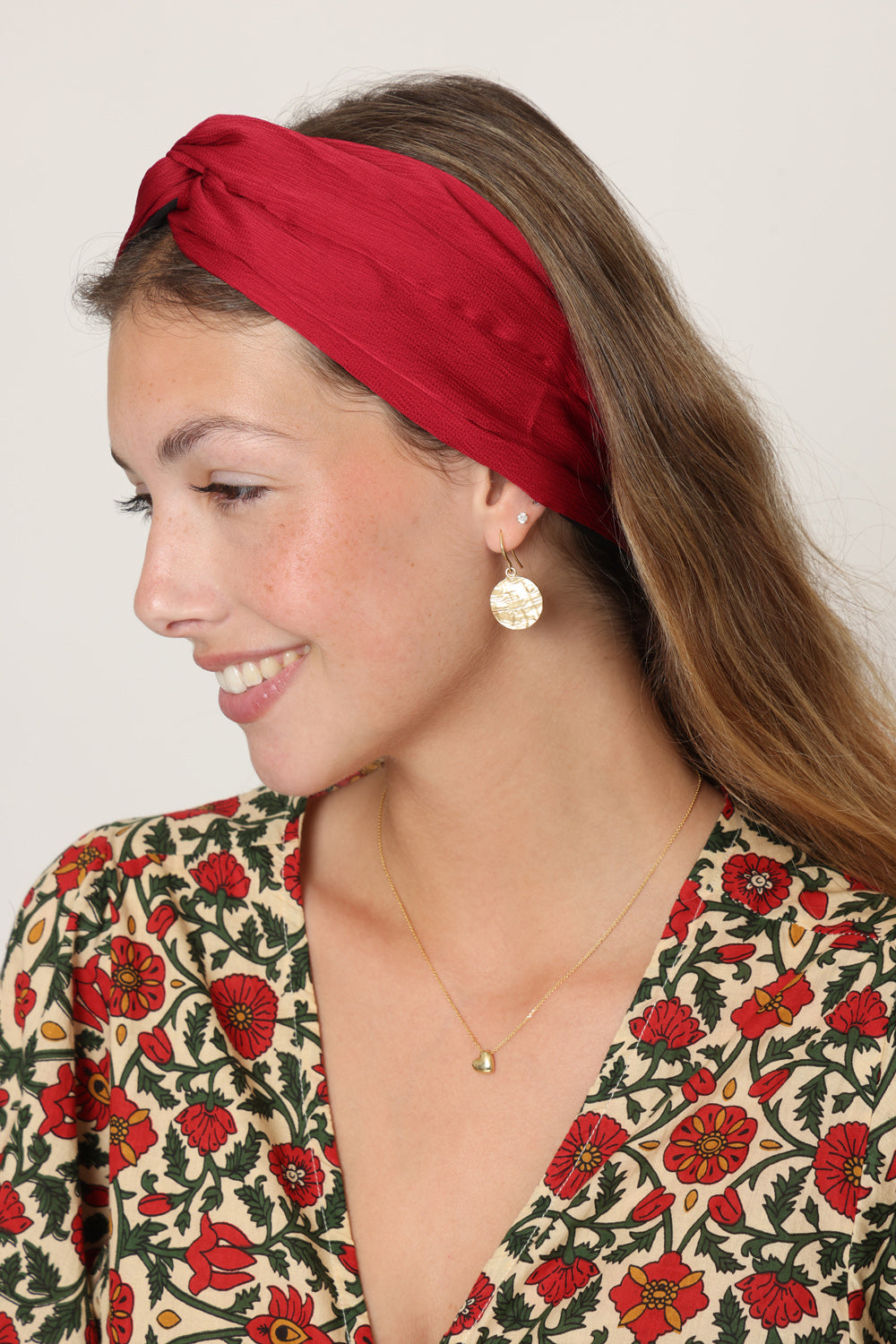 Thin Turban Head Covering – red satin