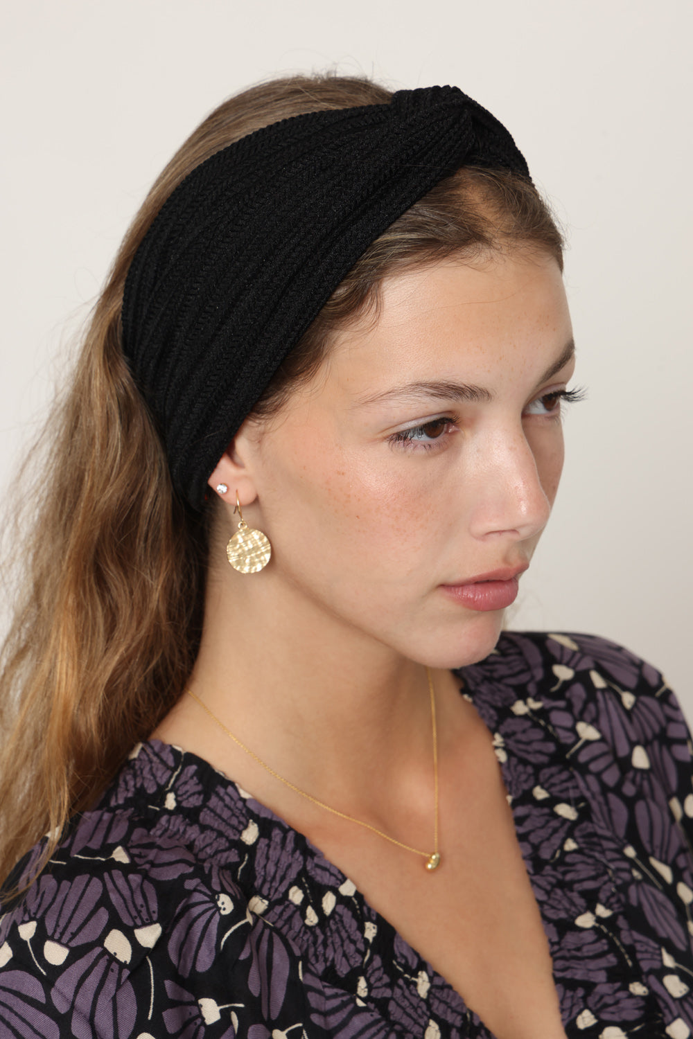 Knitted Turban Head Covering –  black
