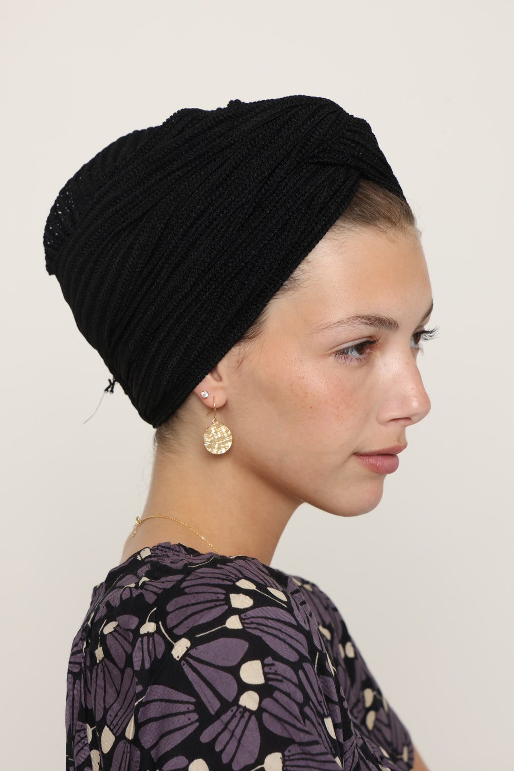 Partial & Full Coverage Knitted Turban Head Covering – Black
