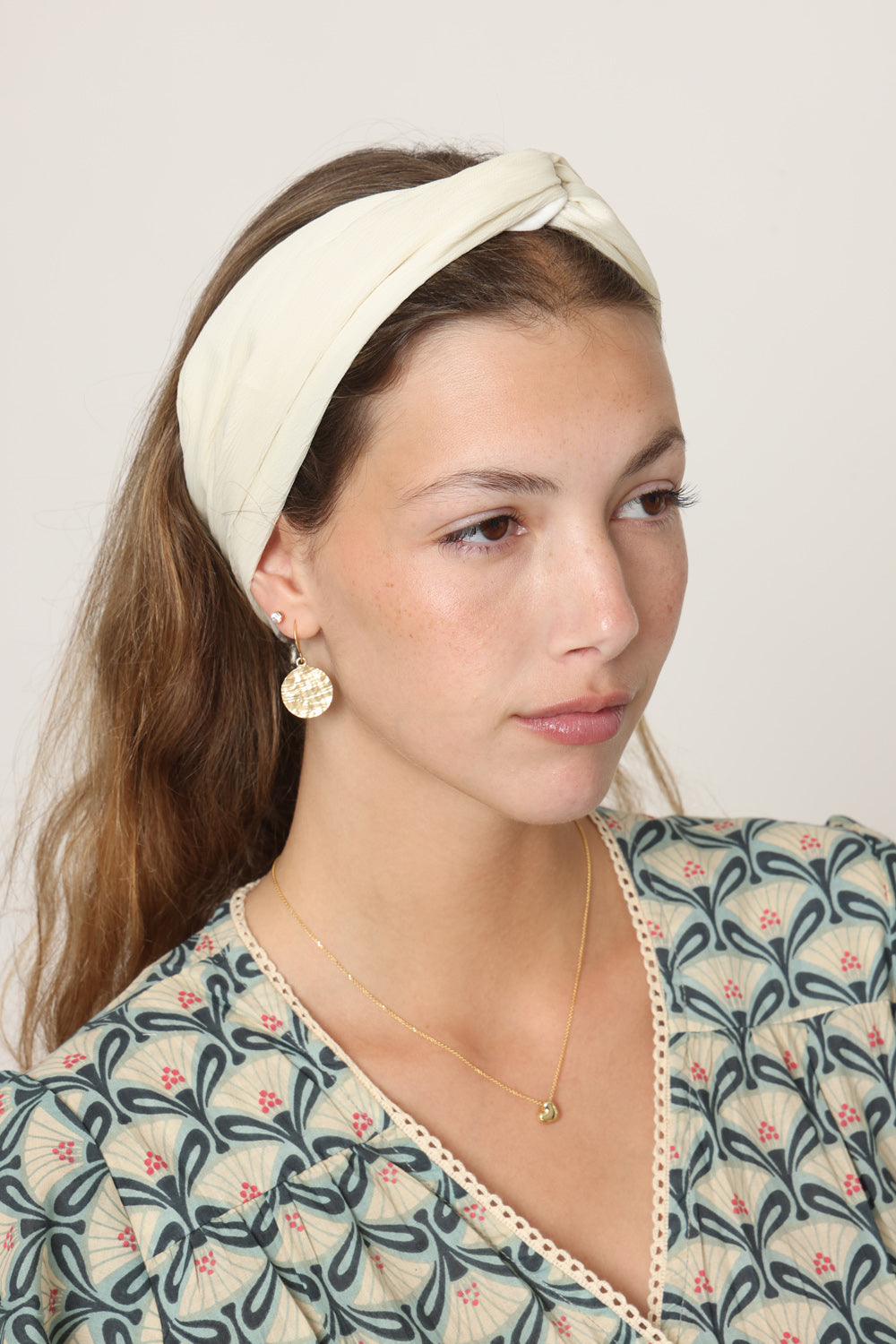 Thin  Turban Head Covering –off white satin