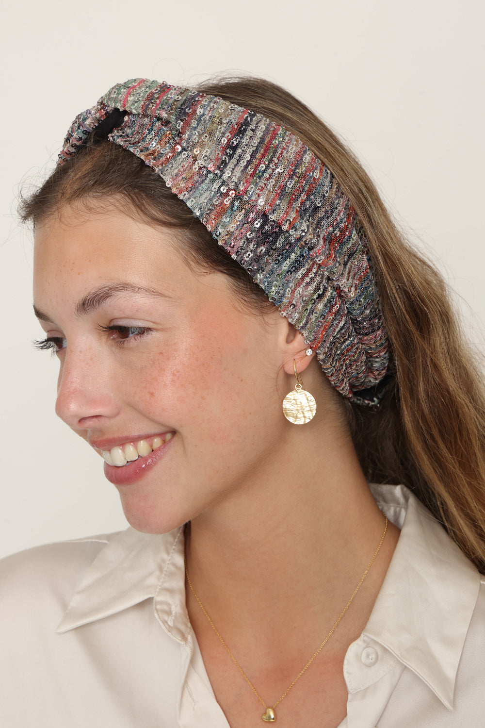 Thin Turban Head Covering – sequins multi colored
