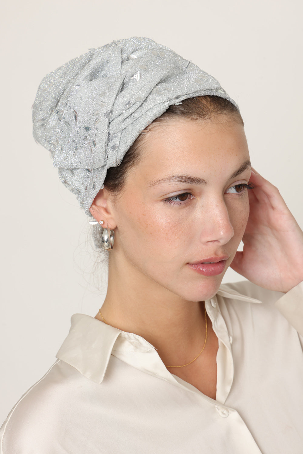 Silver Sequin Bow Scarf- Full or Partial Coverage