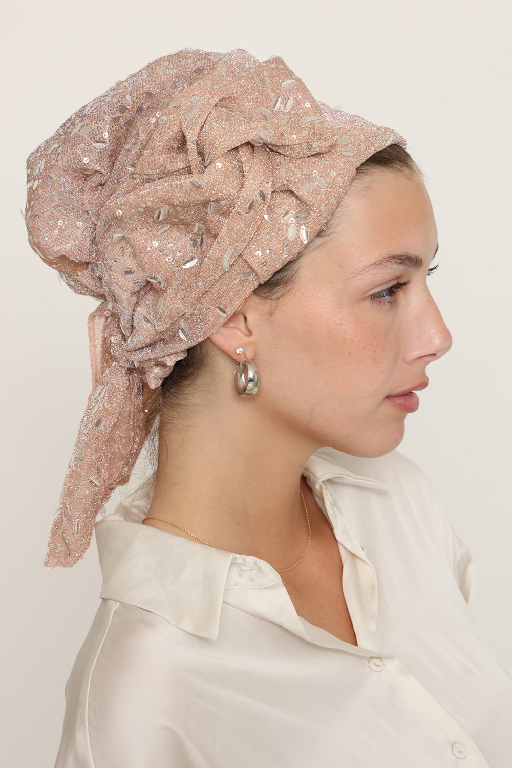 Pink Sequin Bow Scarf- Full or Partial Coverage