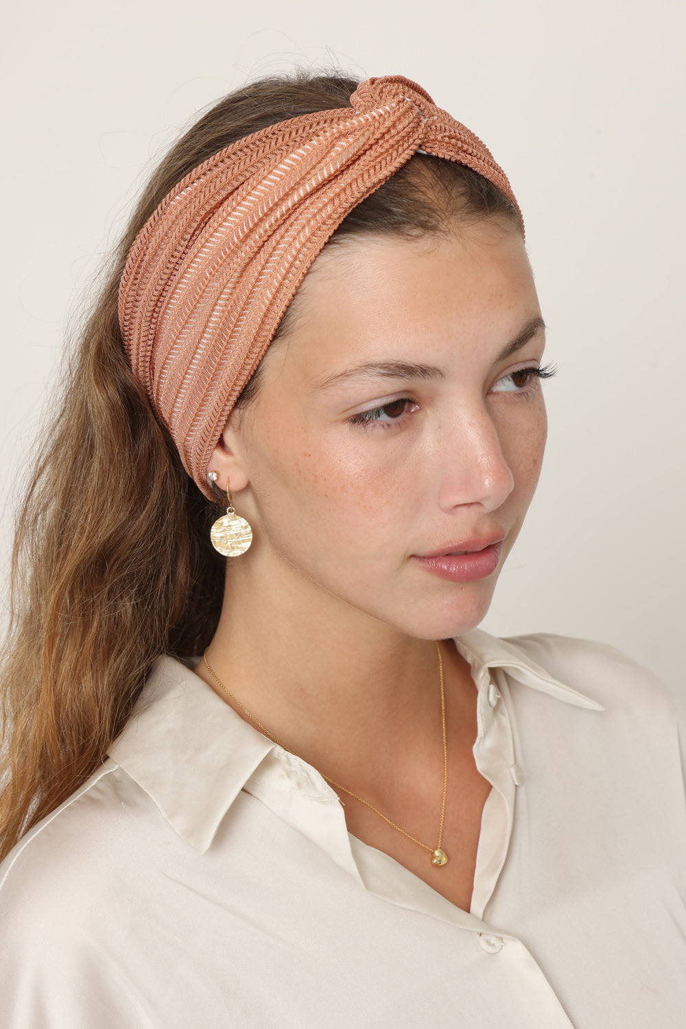 Knitted Turban Head Covering – dusty pink