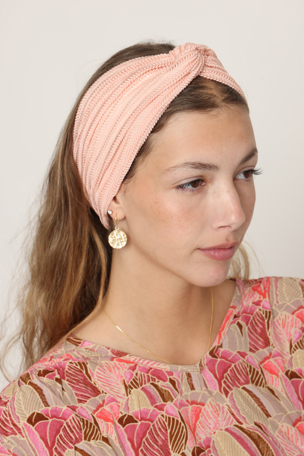 Knitted Turban Head Covering –  pink