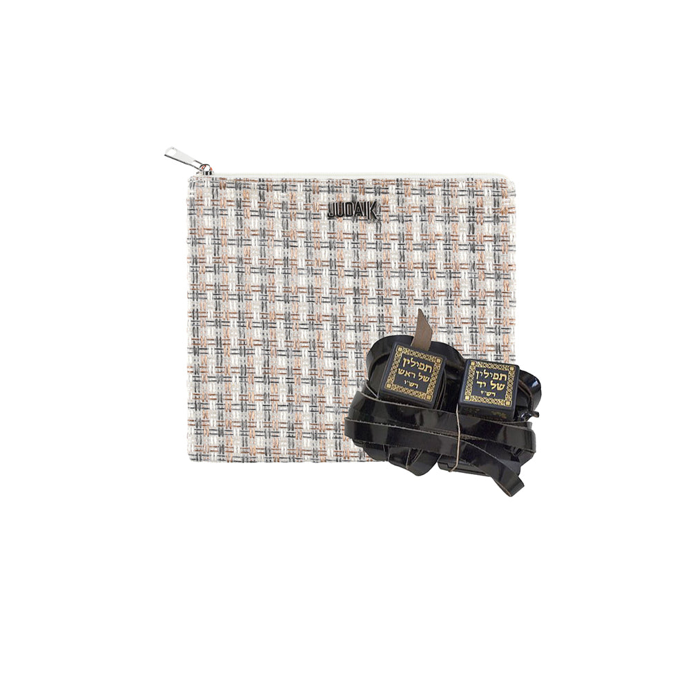Luxury Tweed Tefillin Bag – Beige