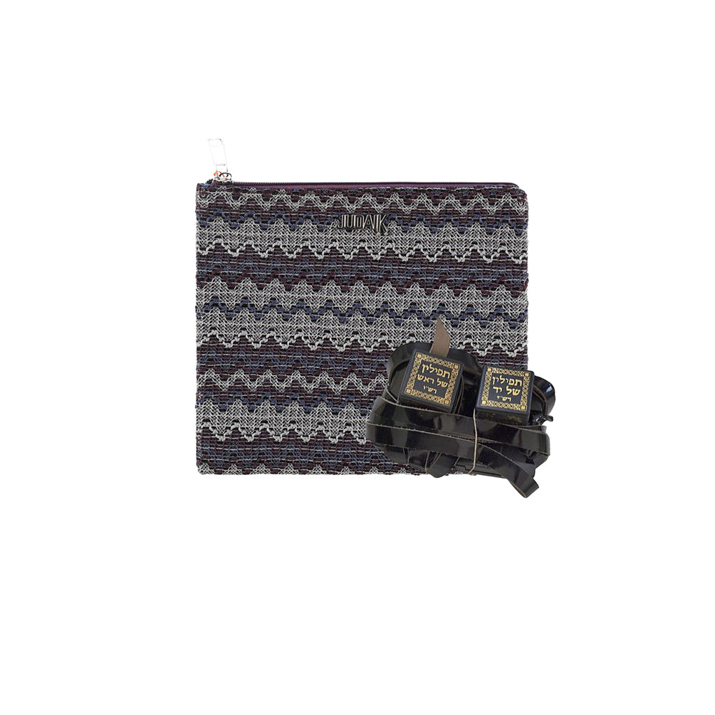 Sparkling Blue Knitted Fabric Tefillin Bag