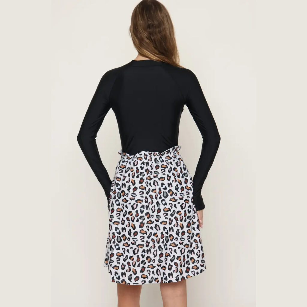 White Leopard Print Swim Skirt XS–3XL