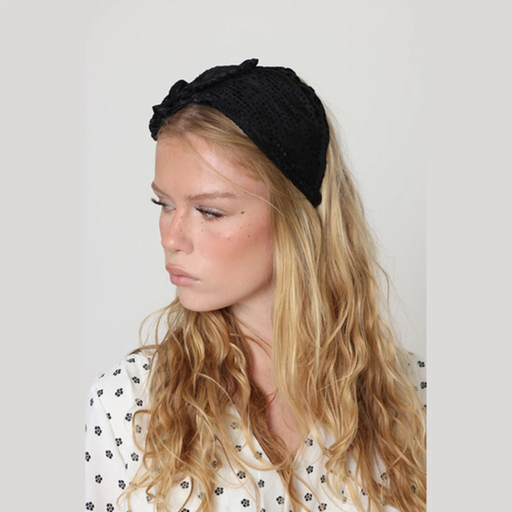 Large Black Velvet Bow Headband
