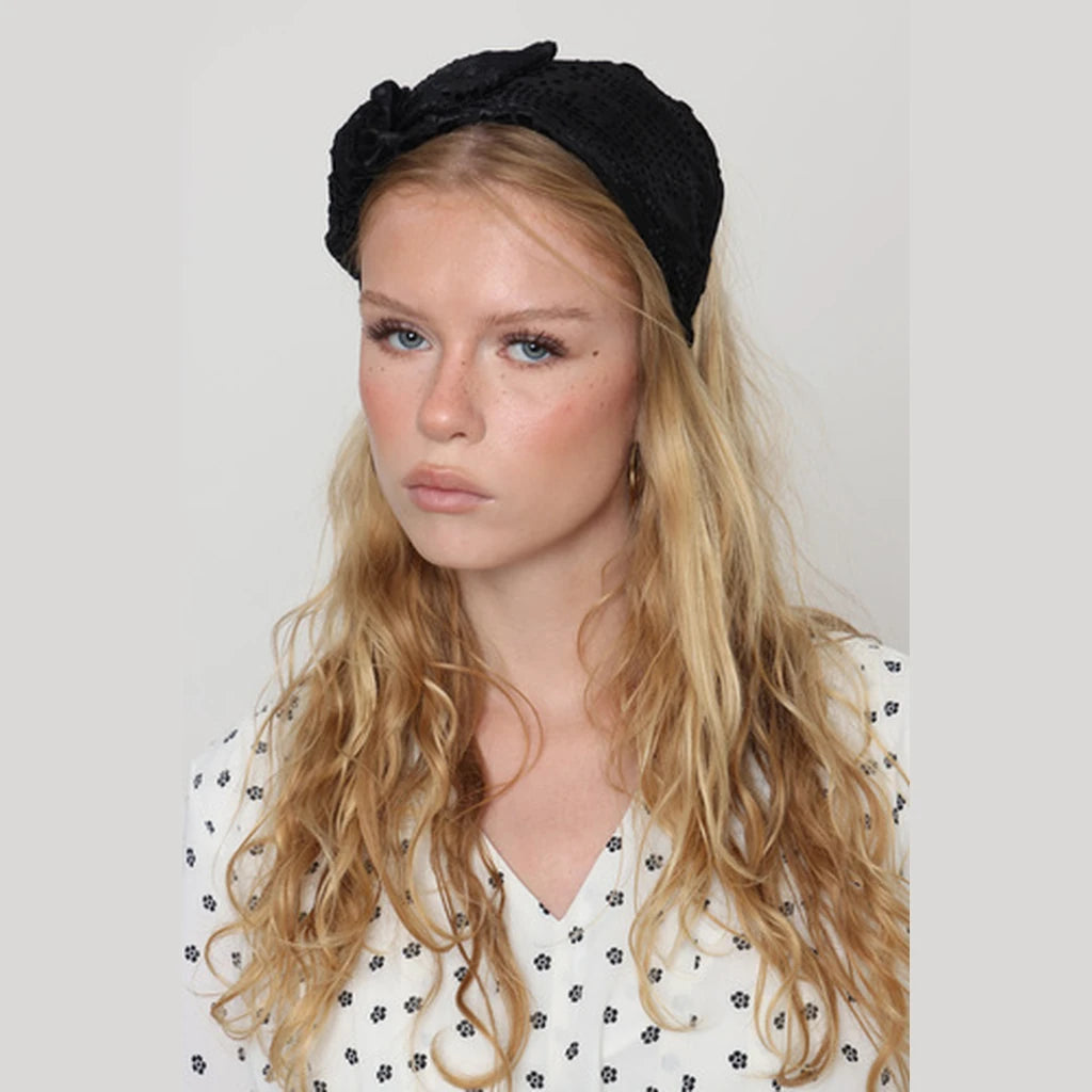 Large Black Velvet Bow Headband