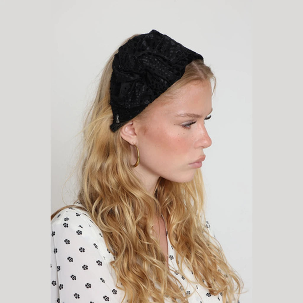 Large Black Velvet Bow Headband