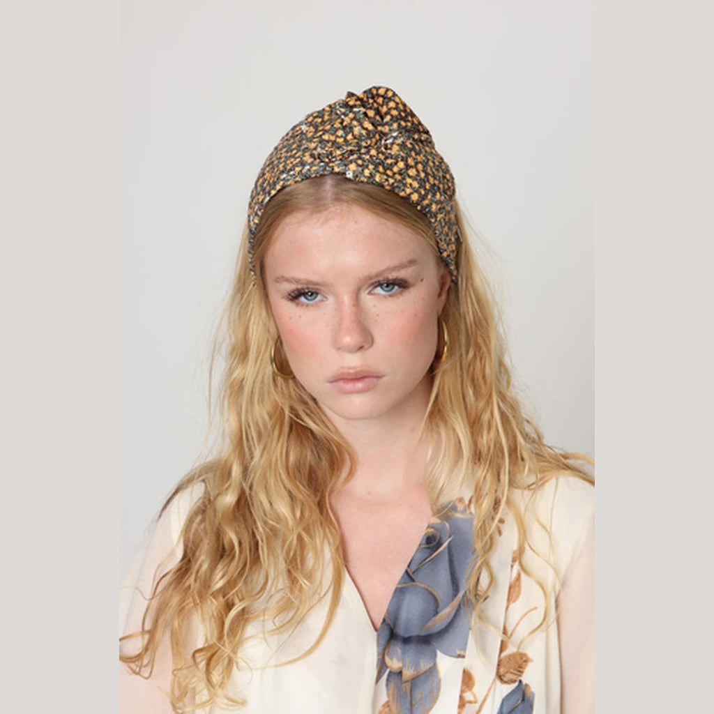 Large Brown Yellow Sequin Bow Headband