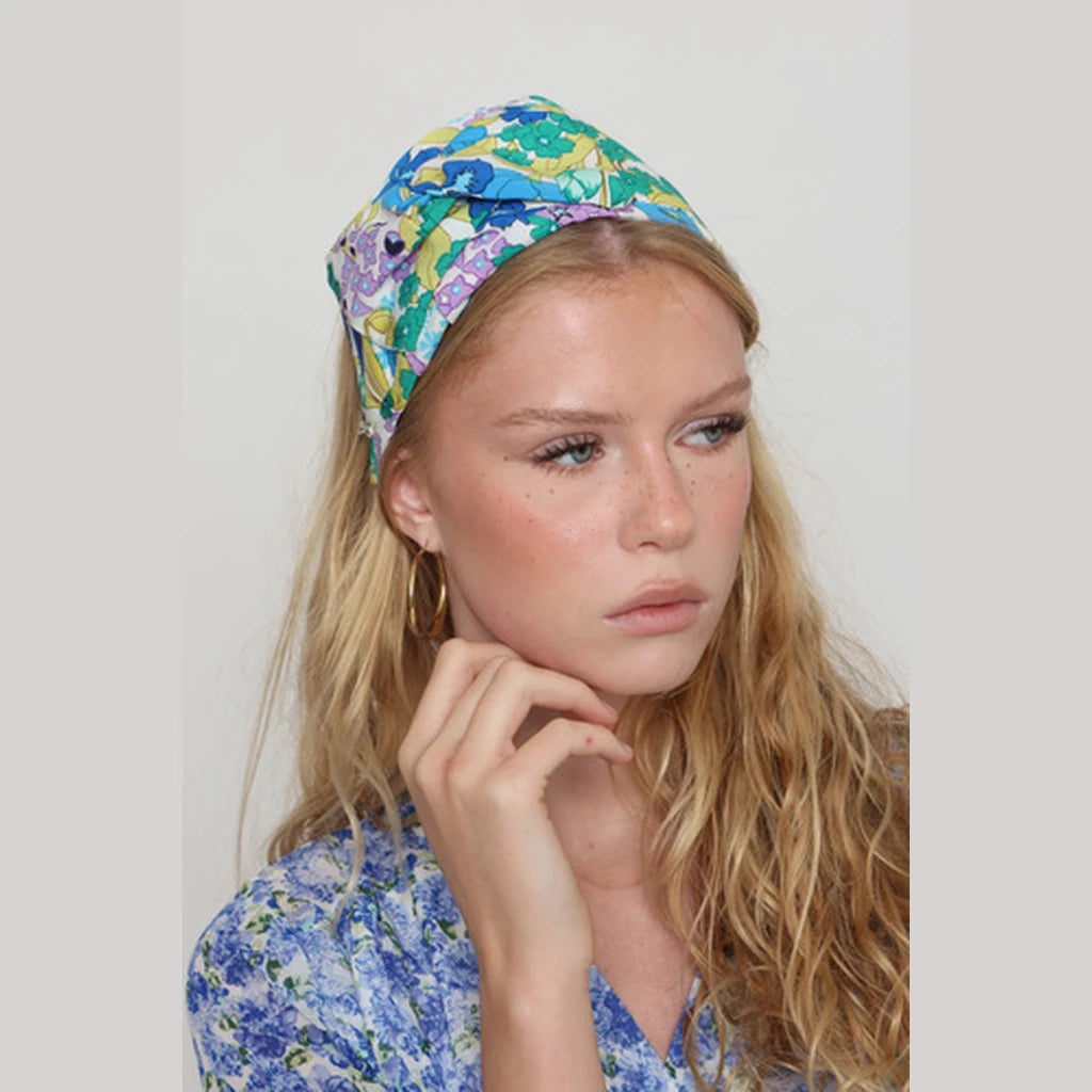 Large Turquoise Floral Bow Headband
