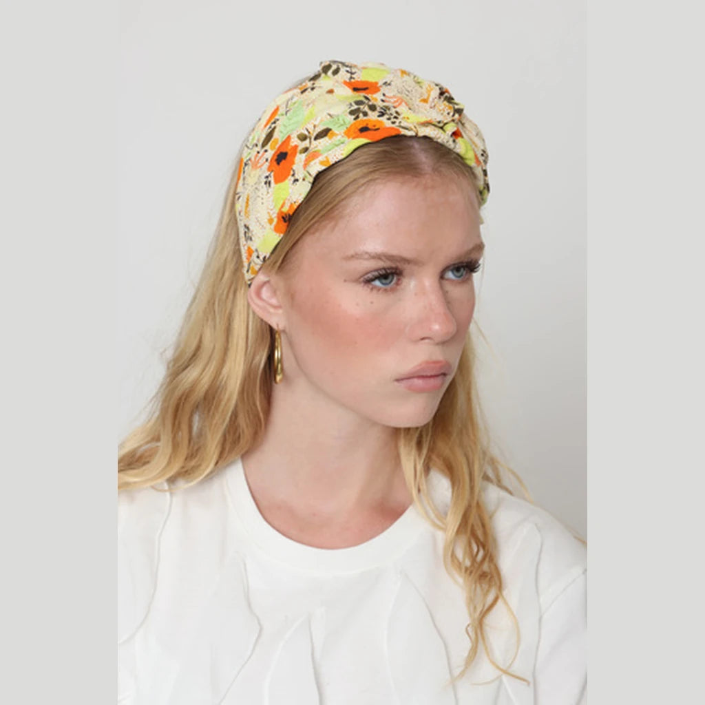 Large Yellow Floral Bow Headband