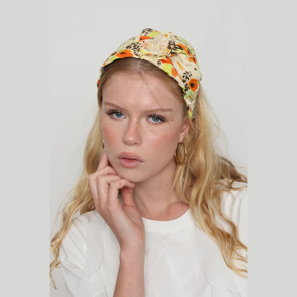 Large Yellow Floral Bow Headband