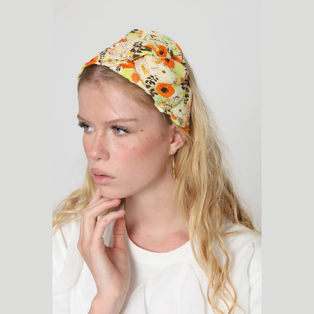 Large Yellow Floral Bow Headband