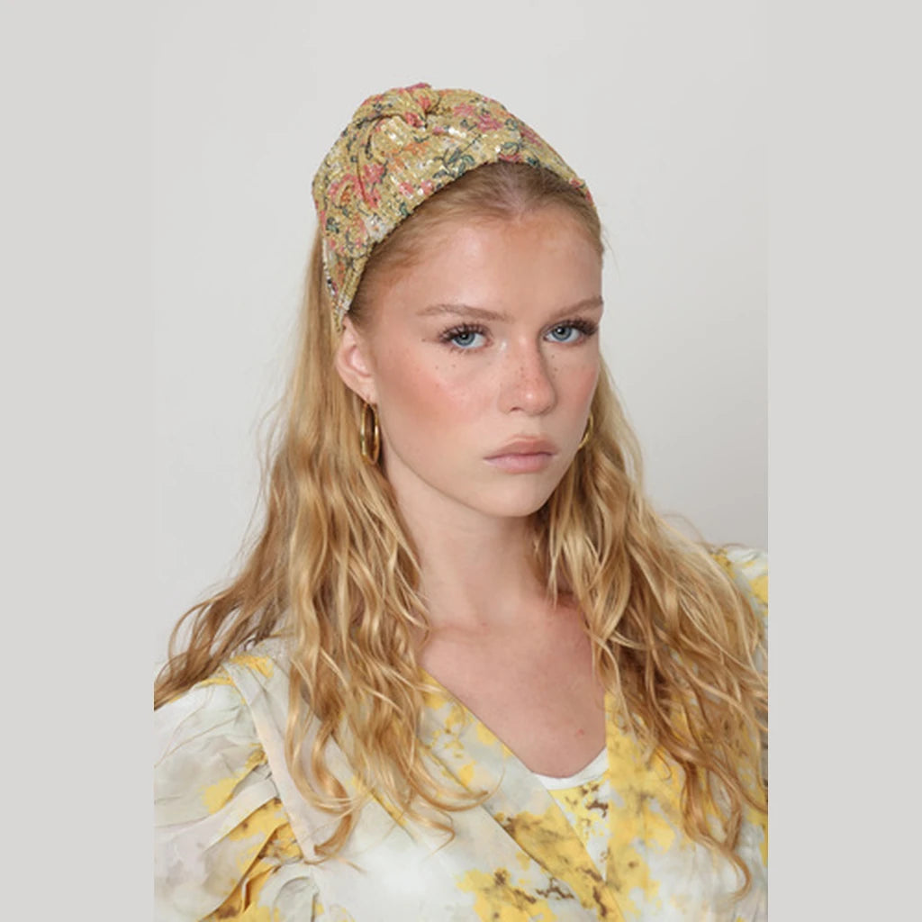 Large Yellow Sequin Bow Headband