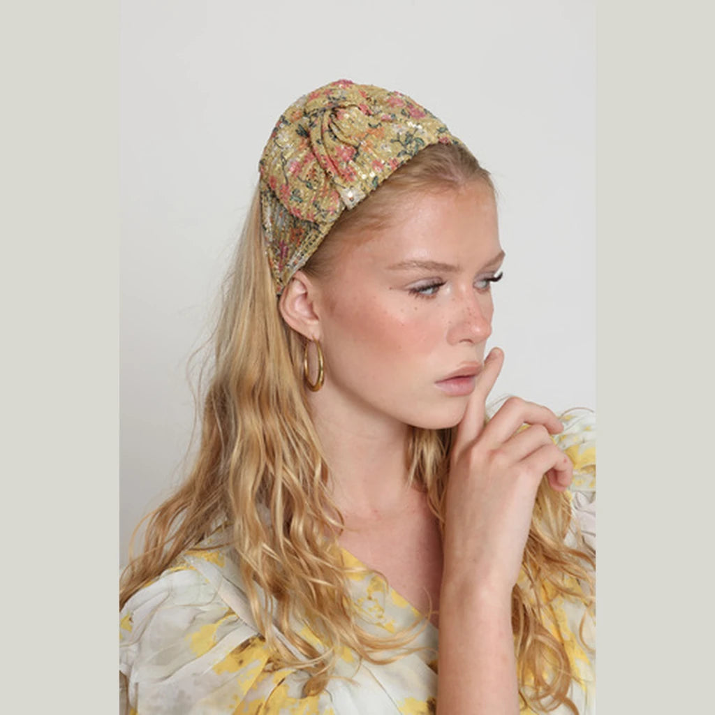 Large Yellow Sequin Bow Headband