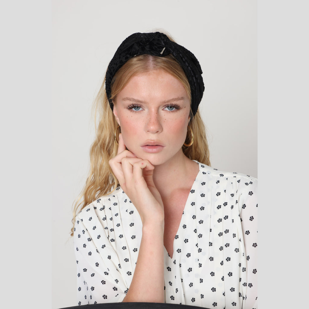 Black Velvet Tie Headband