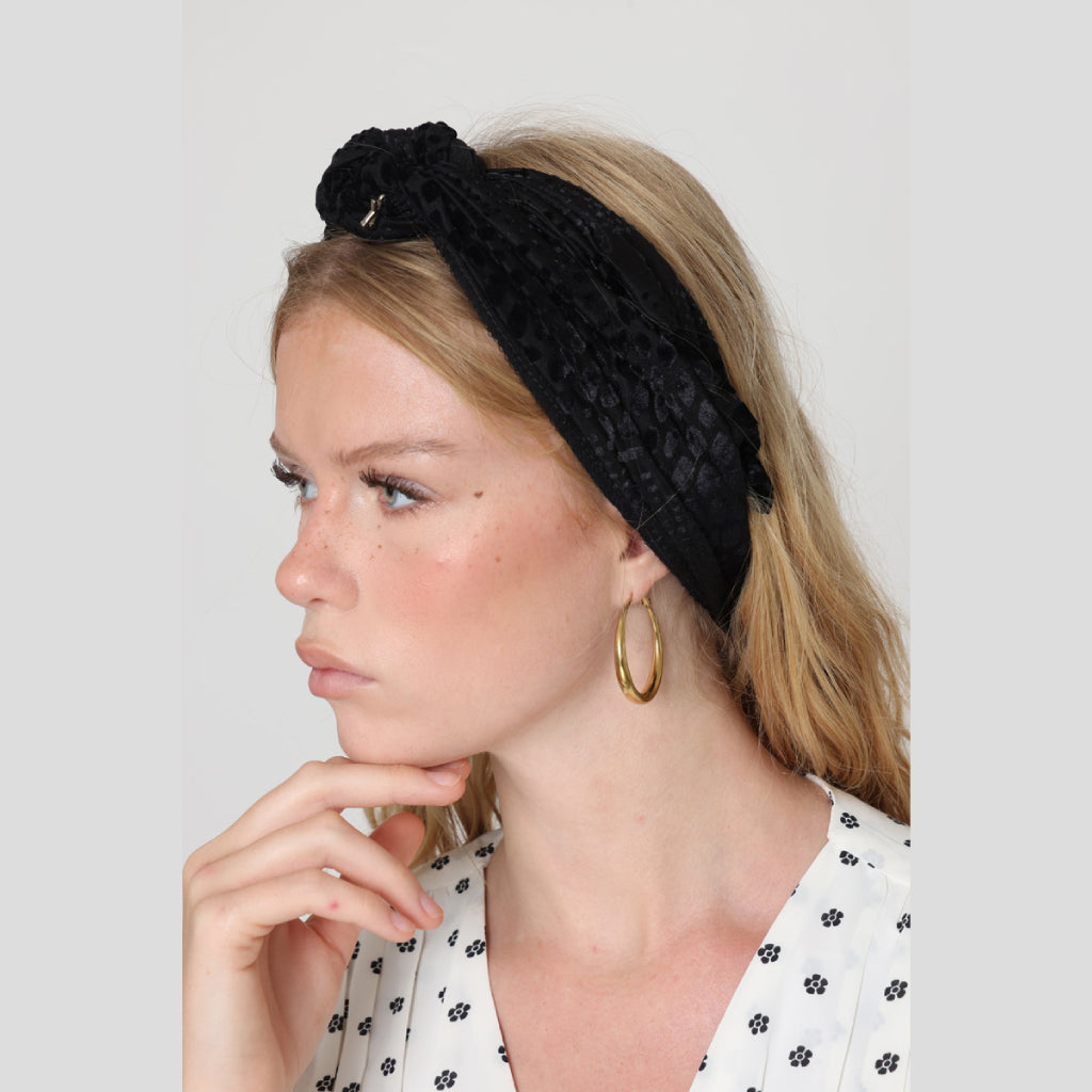 Black Velvet Tie Headband