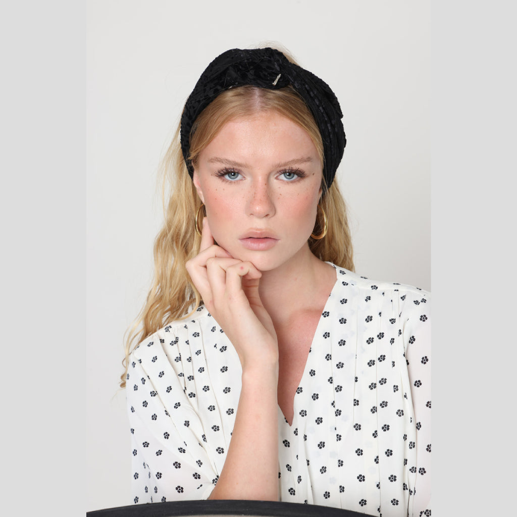 Black Velvet Tie Headband