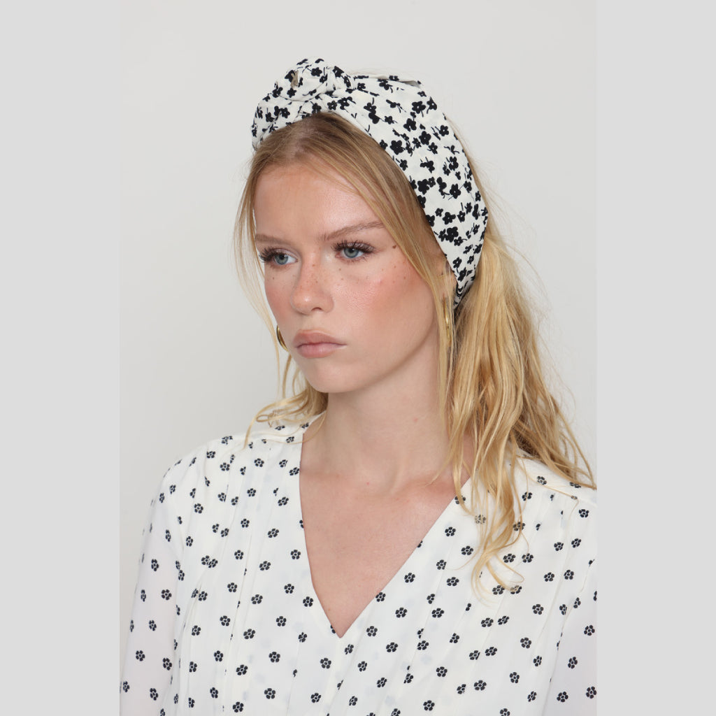 Black & White Floral Tie Headband