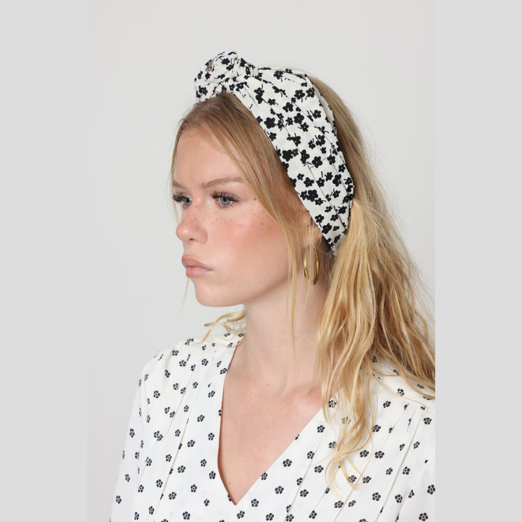 Black & White Floral Tie Headband