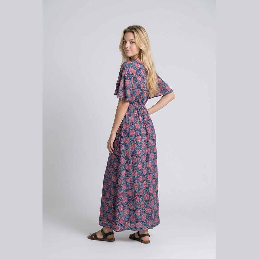 Pink Boho Floral Maxi Dress