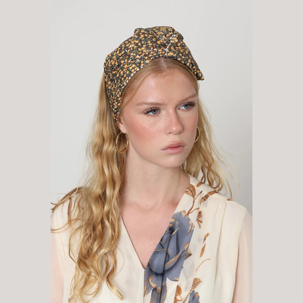 Brown & Yellow Sequin Headwrap