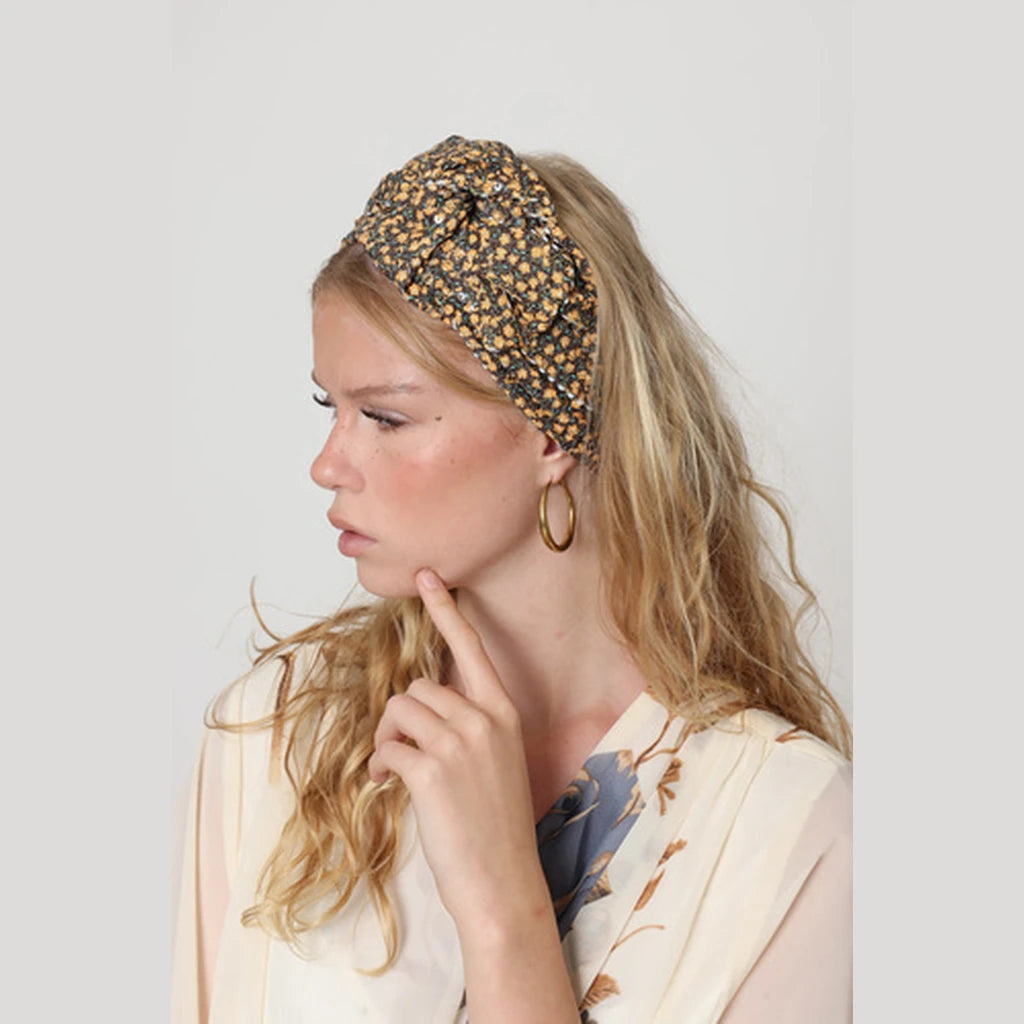 Brown & Yellow Sequin Headwrap