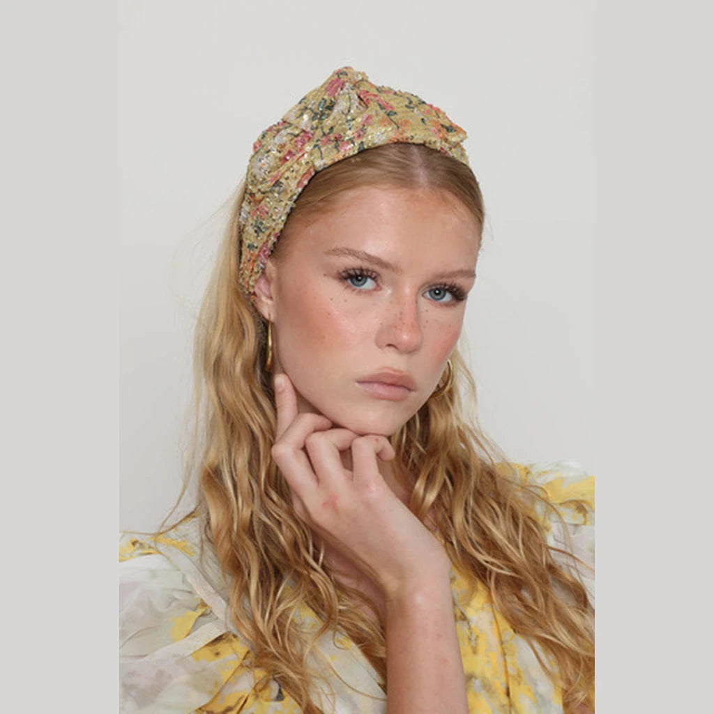 Yellow Sequin Headwrap