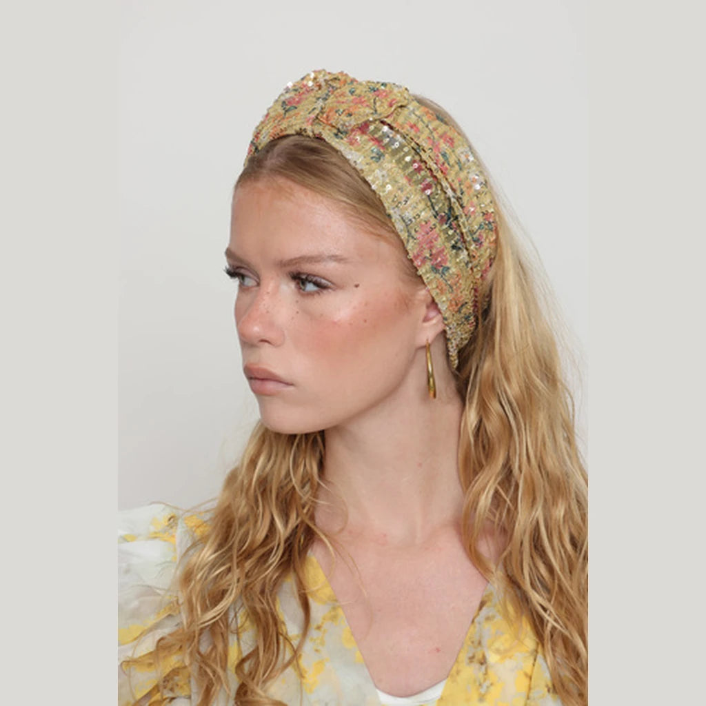 Yellow Sequin Headwrap
