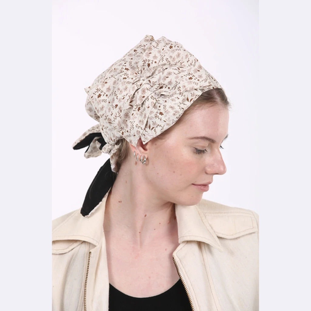Beige Print Jersey Bow Headband – Partial & Full Coverage