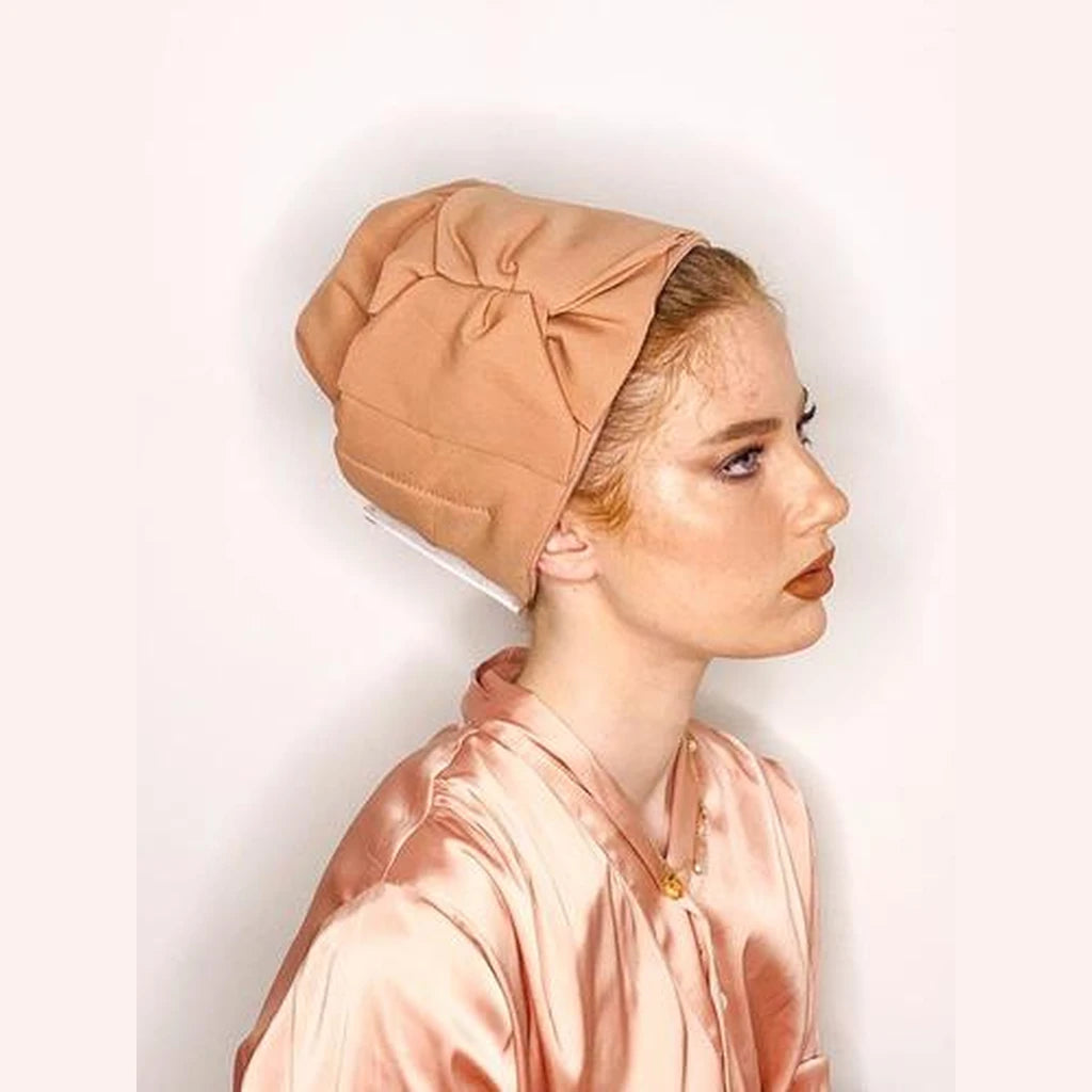 Peach Solid Bow Headwrap – Partial / Full Coverage