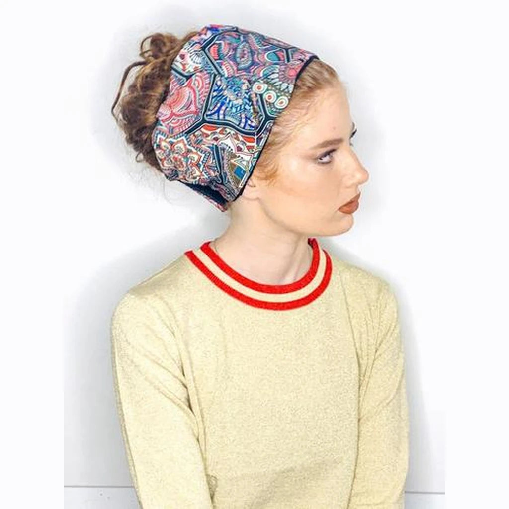 Black Paisley Print Bow Headband – Partial & Full Coverage