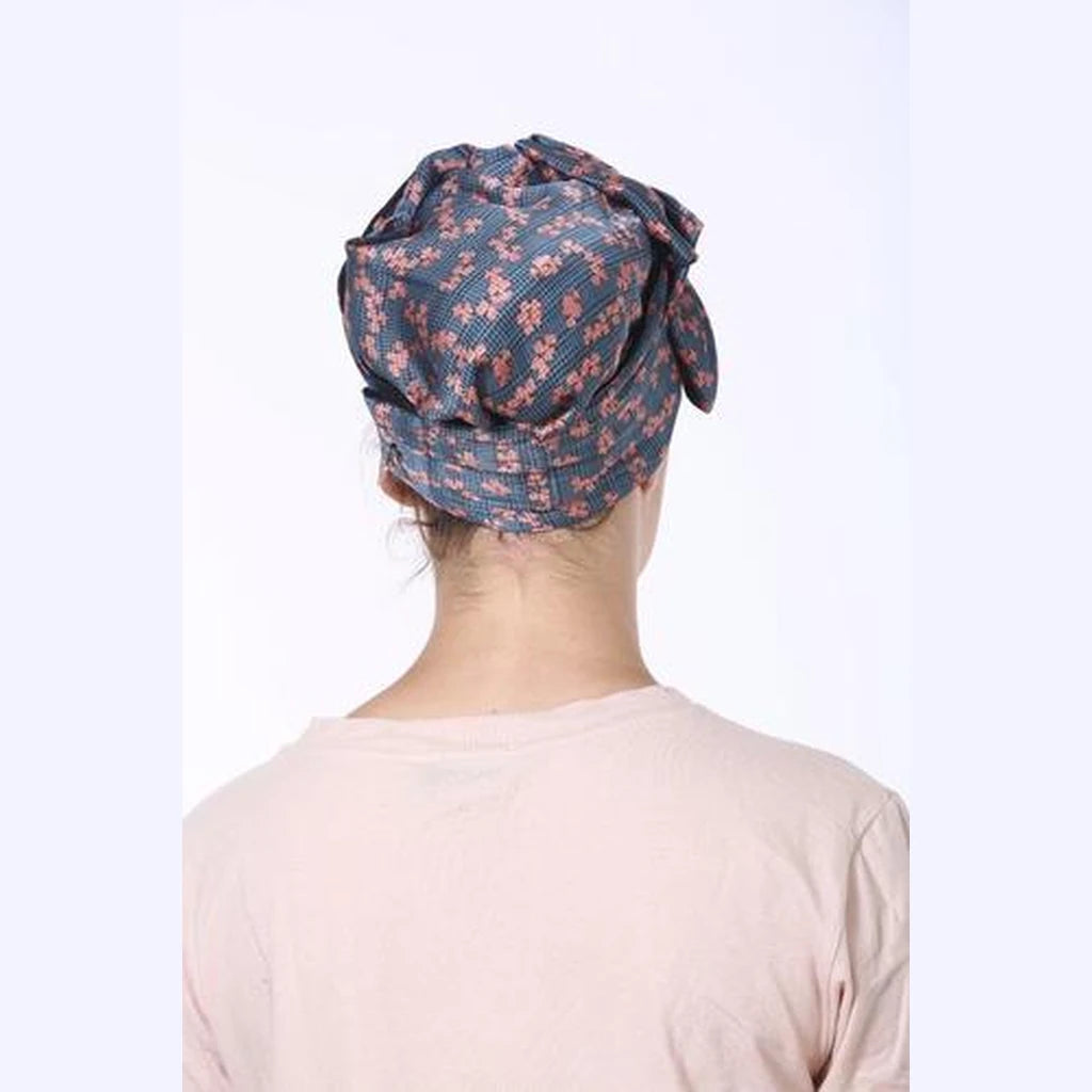 Silk Floral Bow Headband – Blue | Partial & Full Coverage