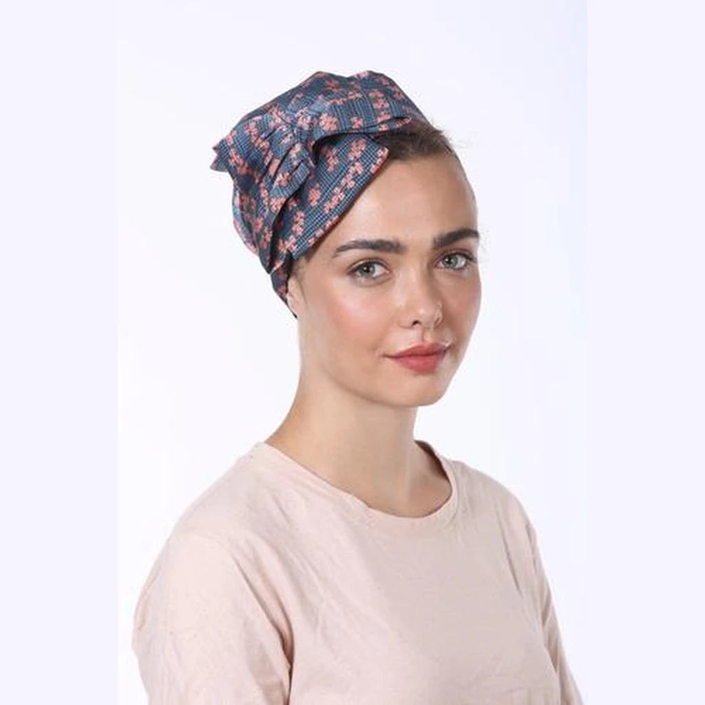 Silk Floral Bow Headband – Blue | Partial & Full Coverage