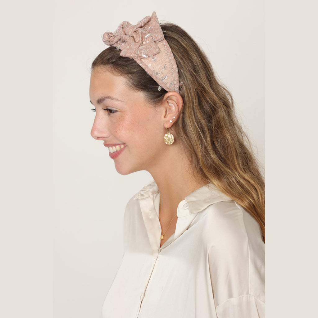 Pink Glitter Small Bow Headband